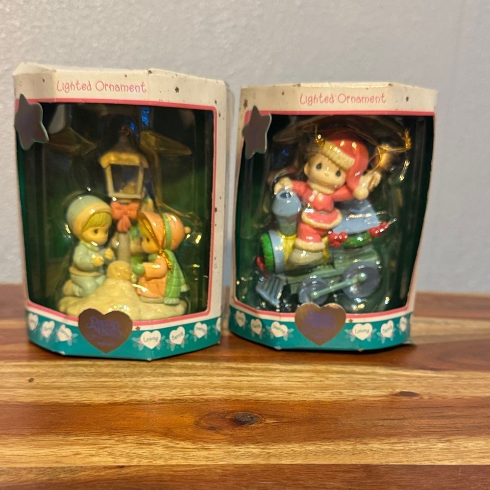 Vintage 90s Precious Moments Enesco  Christmas Ornaments Set Of 2 NIB